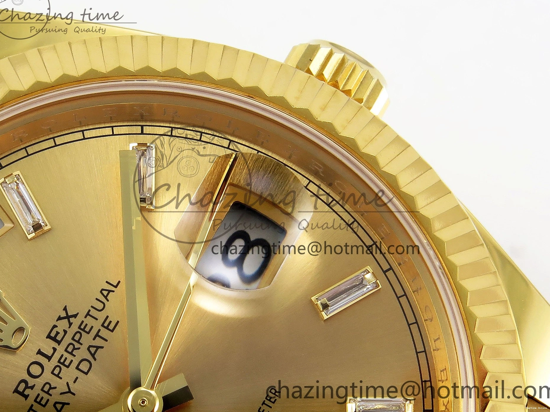 1225 WrinkleFree DayDate 40 228238 ARF 904L Steel YG Crystal Diamonds Bezel on President Bracelet VR 1550